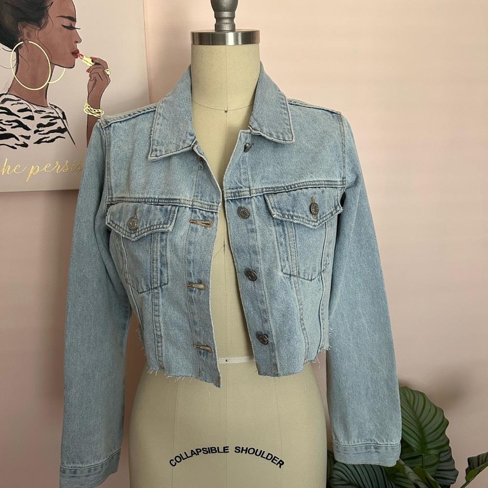 Light Blue Cropped Denim Jacket
